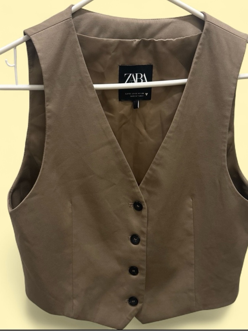 Zara Taupe Brown Sleeveless Button-Up Vest